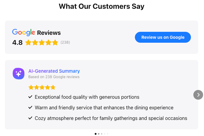 Elfsight AI summary review widget example